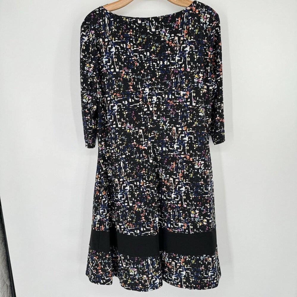 American Living Dress Womens Black Pattern 3/4 Sleeve Pullover Knit Size 16 - Picture 4 of 10